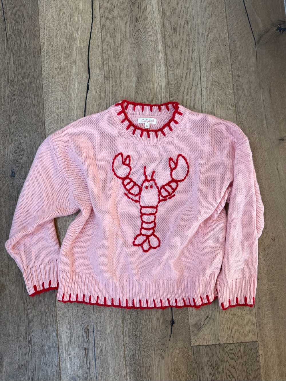 Red Stitch Embroidered Pink Lobster Sweater - Size S